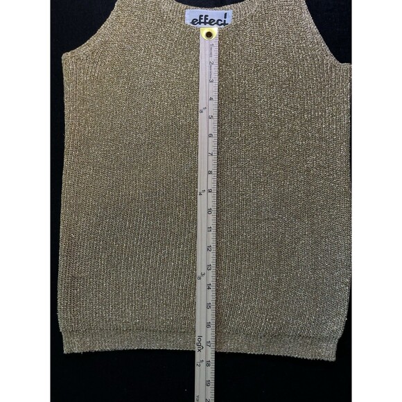 Y2K 90s Effeci Womens Vintage Gold Knit Tank Top Scoop Neck Size Medium - Picture 4 of 10